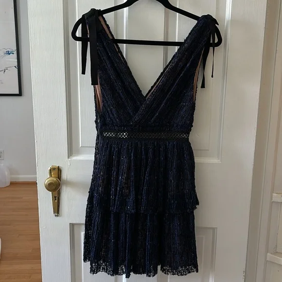 Self-Portrait Metallic Tie Strap Dress